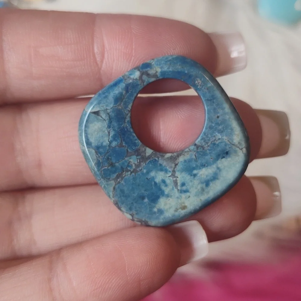 Blue Sea Sediment Jasper Stone Necklace Pendant - Picture 3 of 4